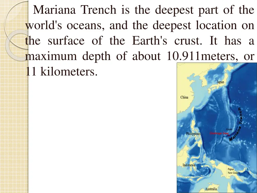 mariana trench is the deepest part of the world