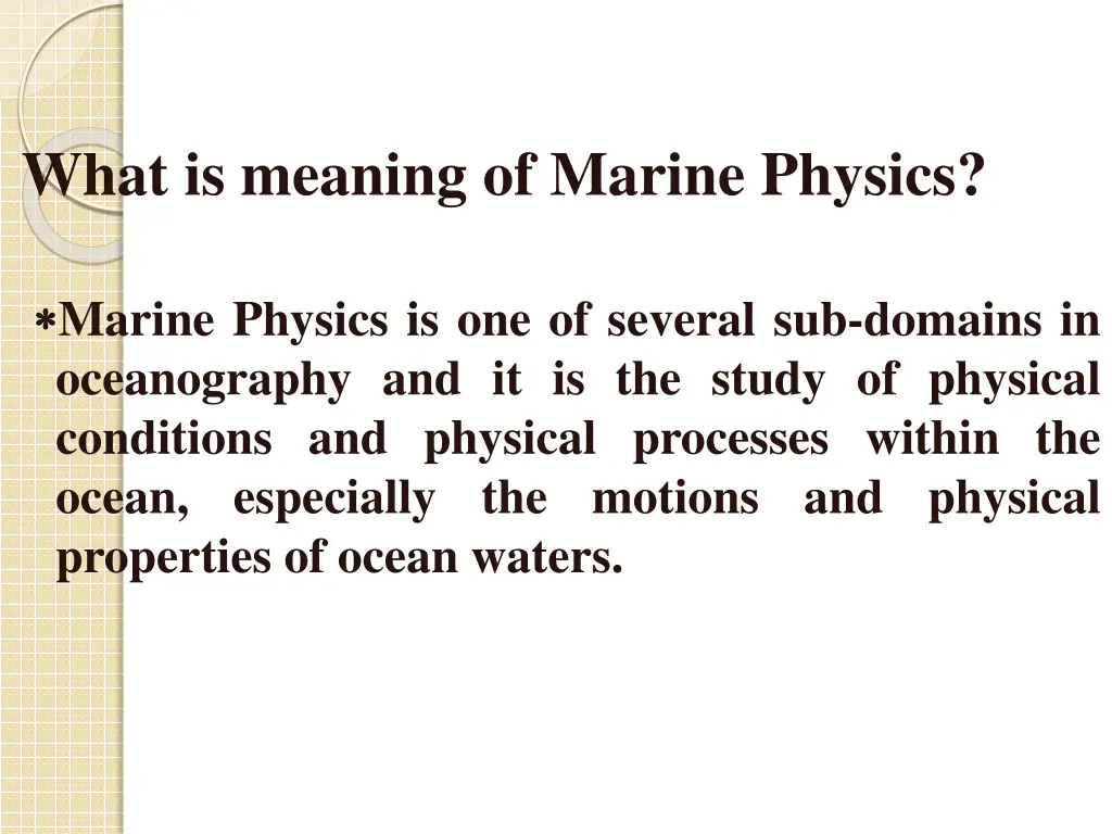 what is meaning of marine physics