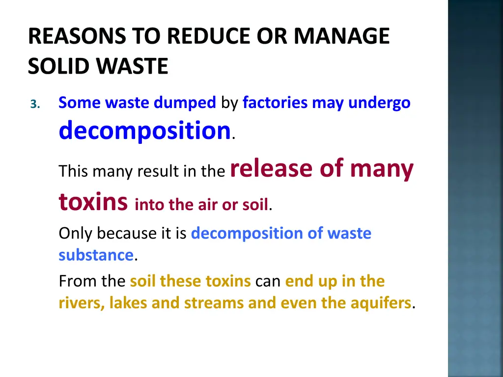 reasons to reduce or manage solid waste 3