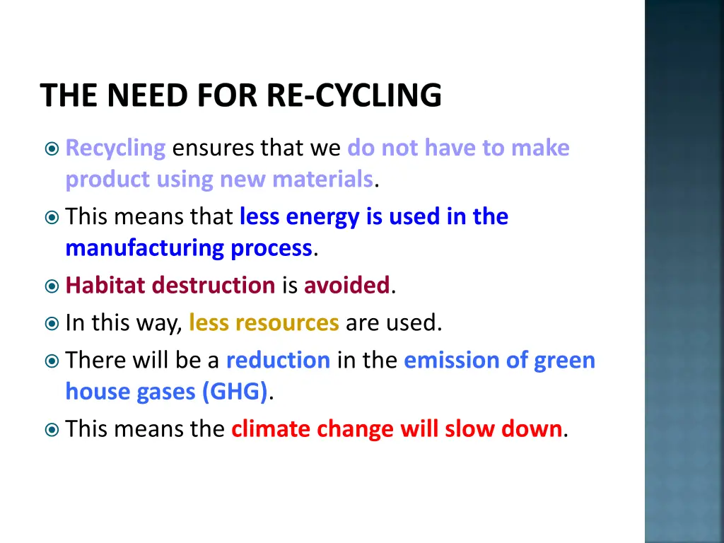 the need for re cycling 1