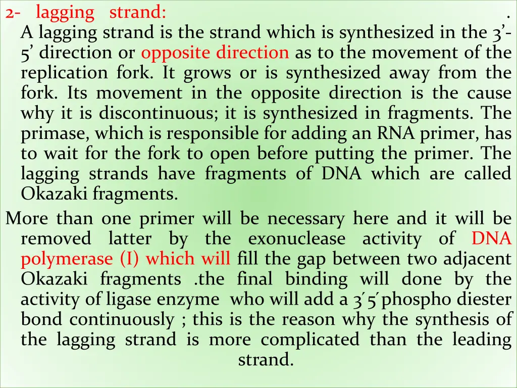 2 lagging strand a lagging strand is the strand