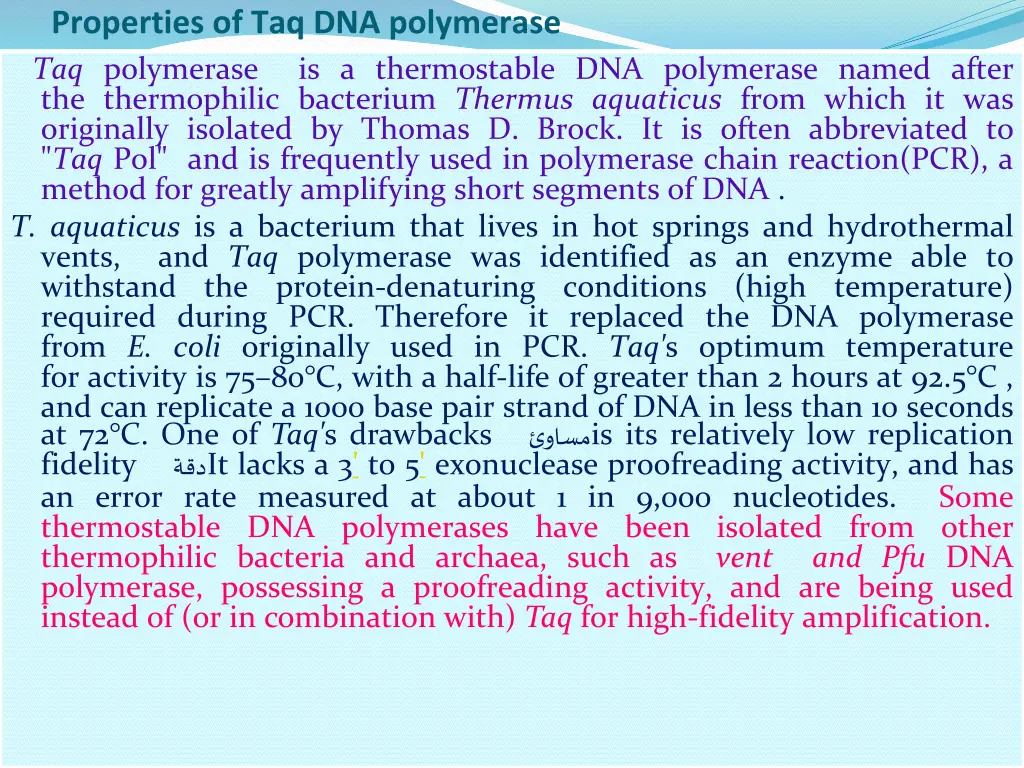 properties of taq dna polymerase taq polymerase