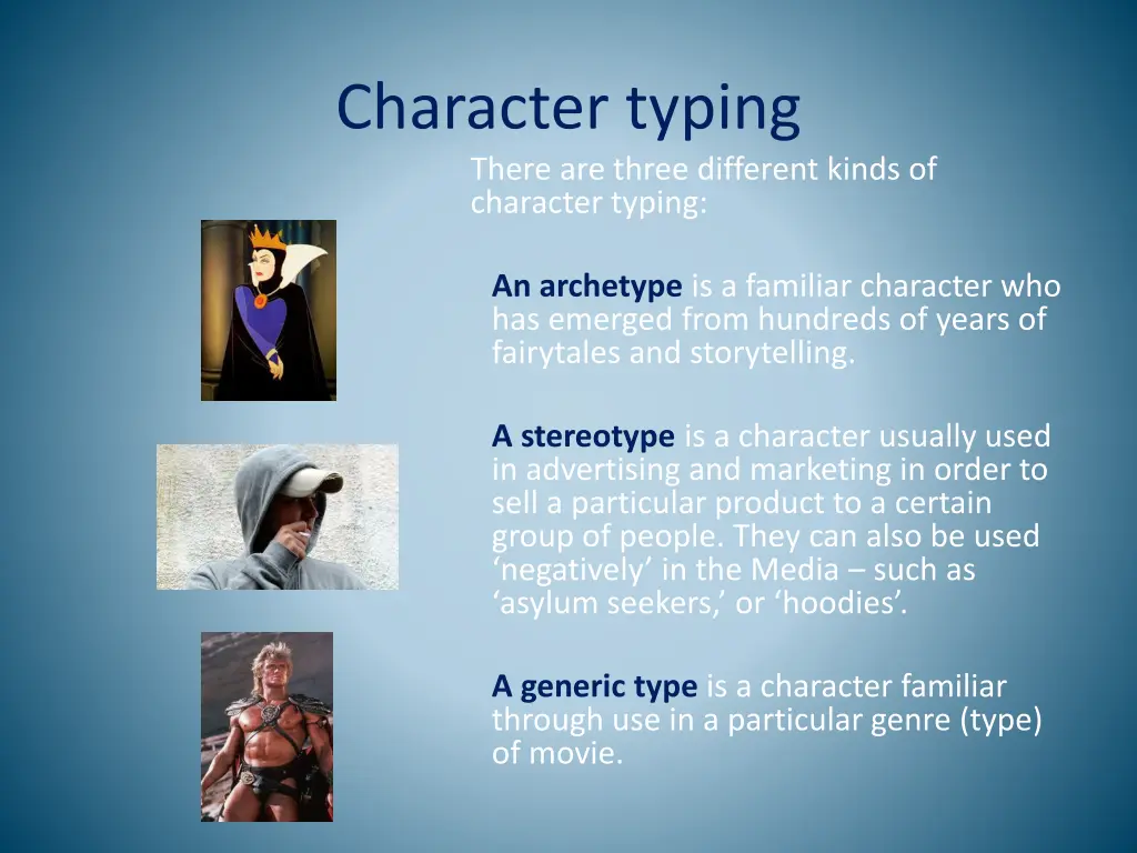 character typing there are three different kinds