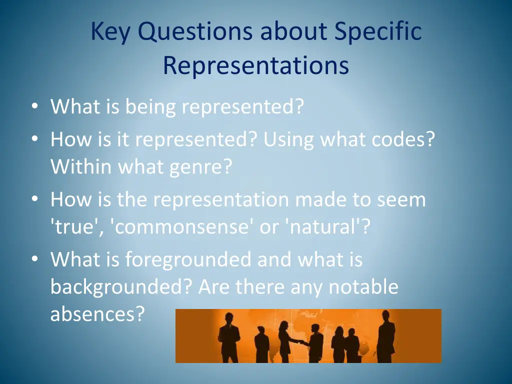 key questions about specific representations