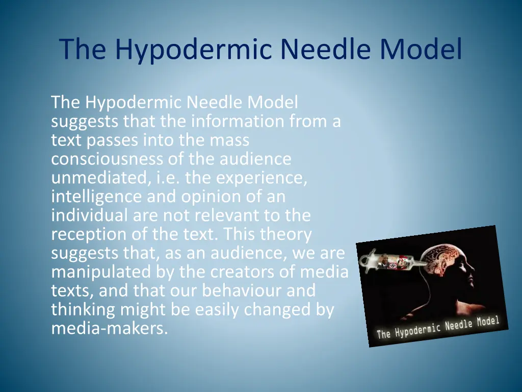 the hypodermic needle model 1