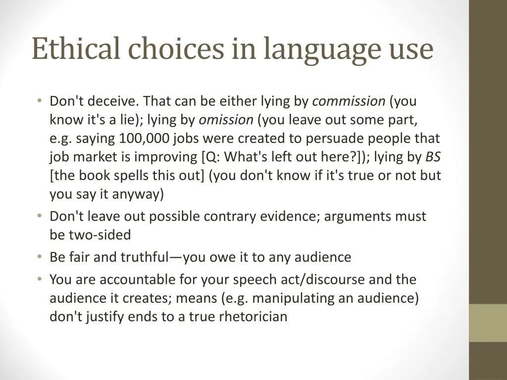 ethical choices in language use