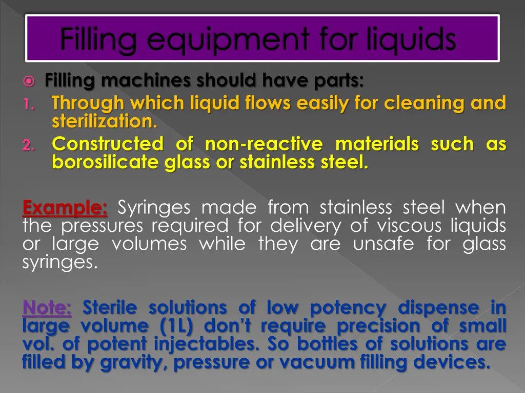 filling equipment for liquids