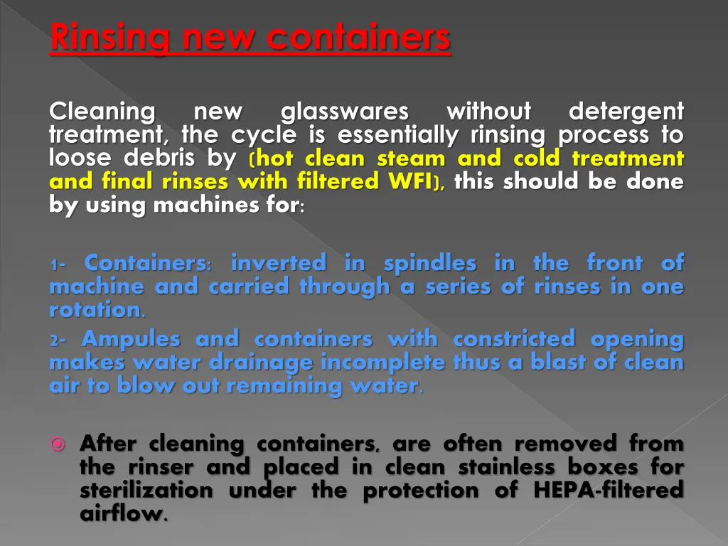 rinsing new containers