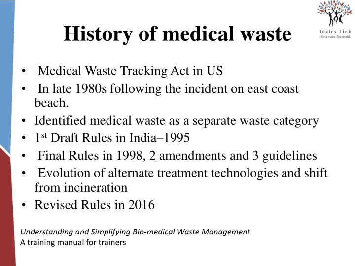 history of medical waste