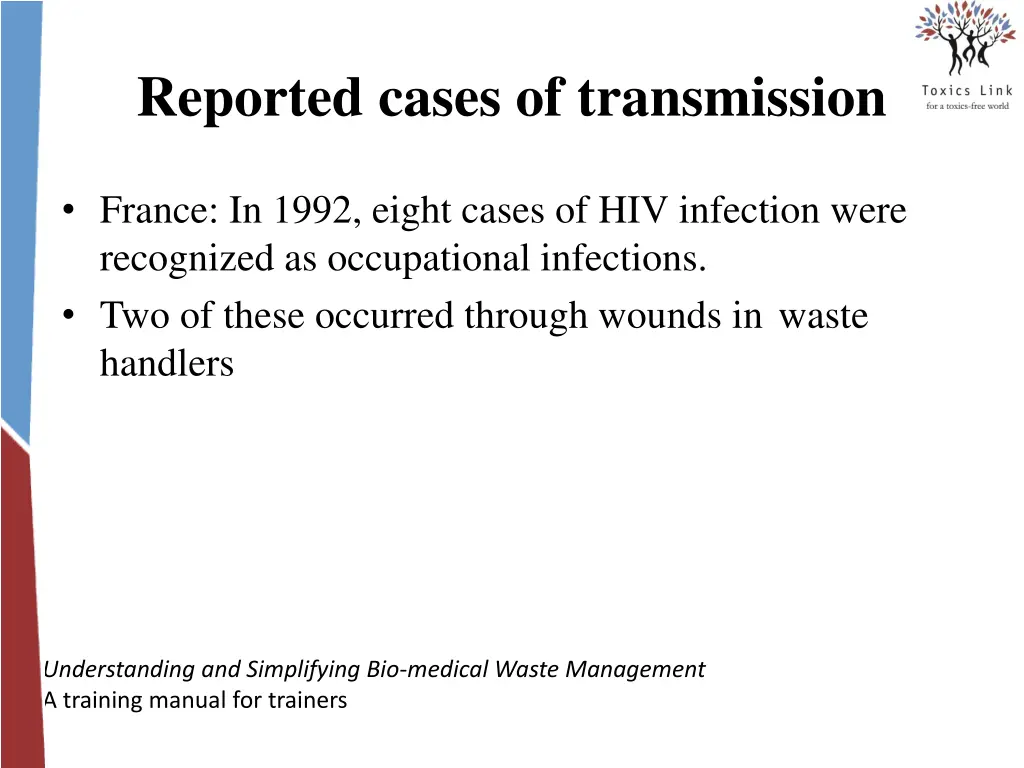 reported cases of transmission 1