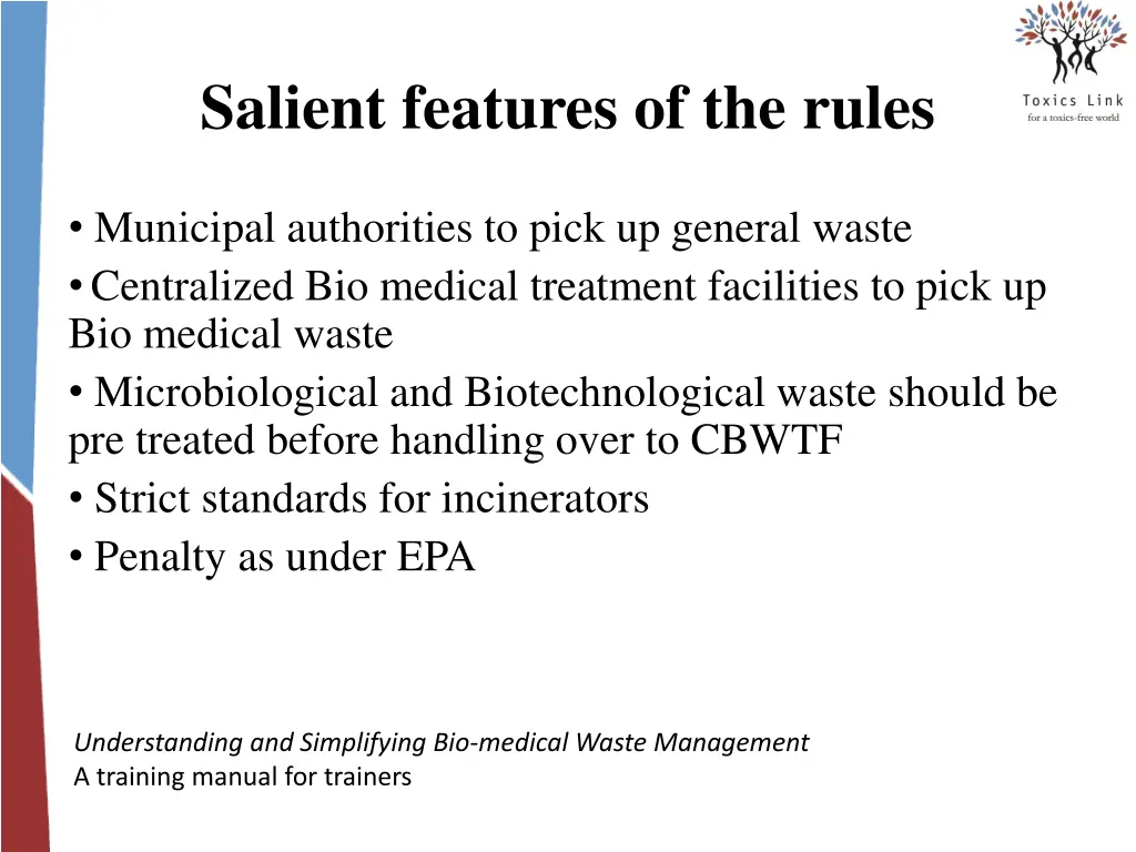 salient features of the rules 1