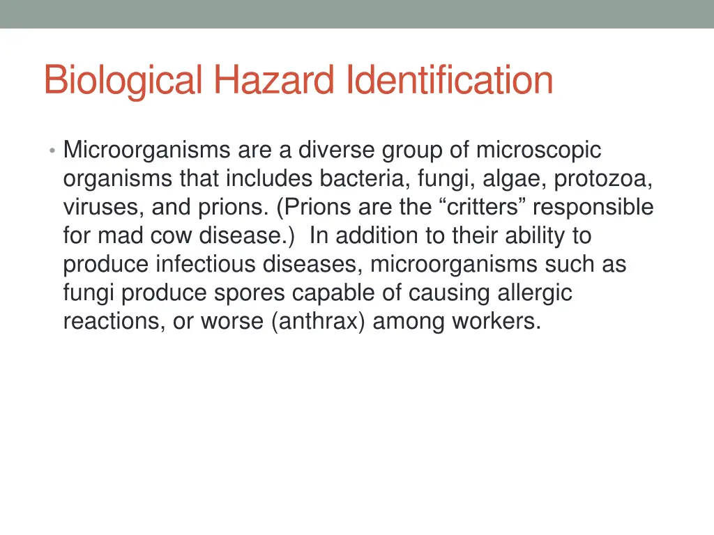 biological hazard identification