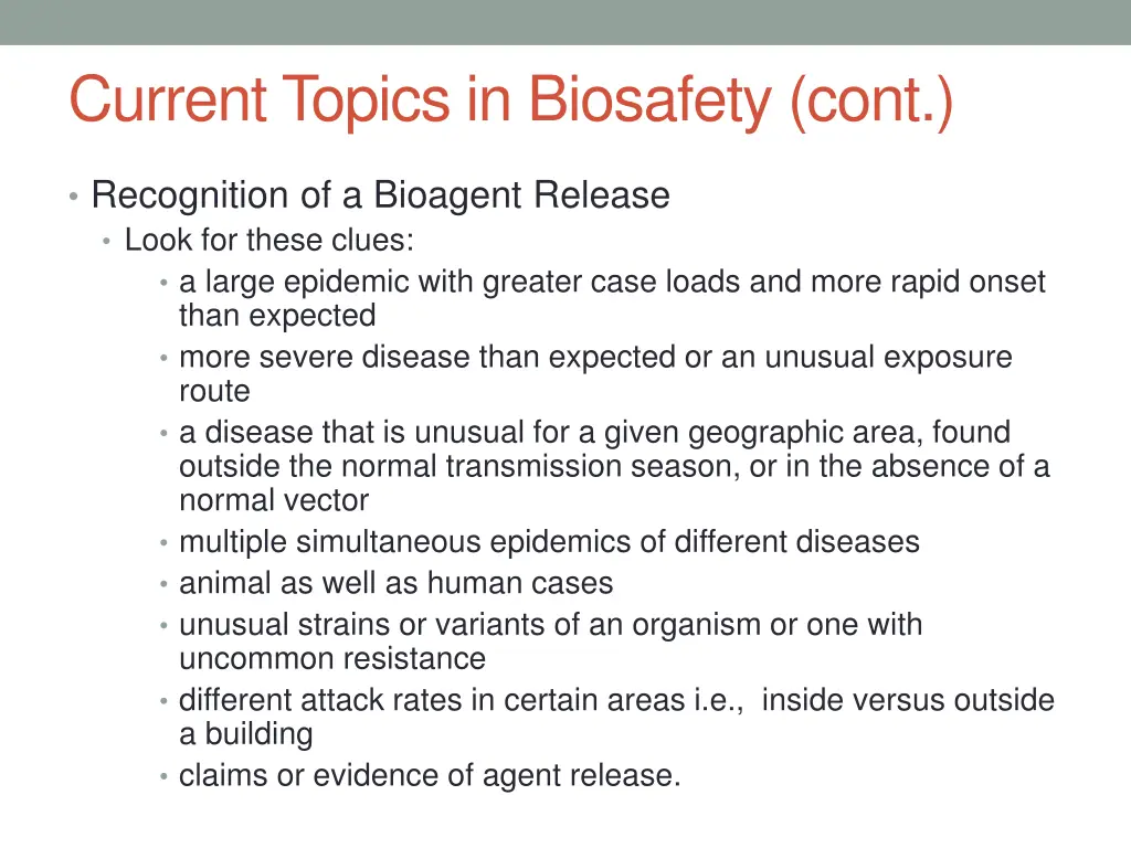 current topics in biosafety cont 1