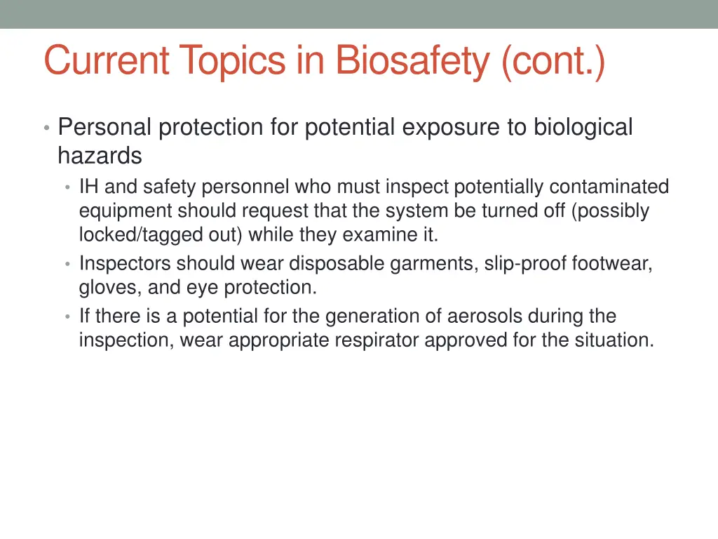 current topics in biosafety cont 6