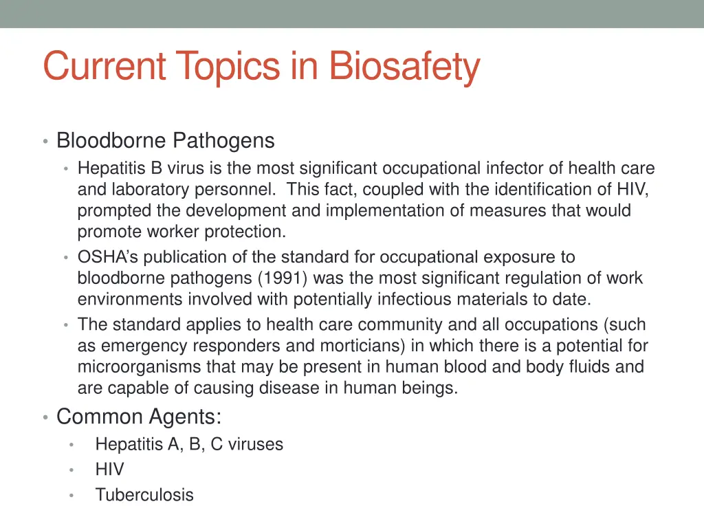 current topics in biosafety