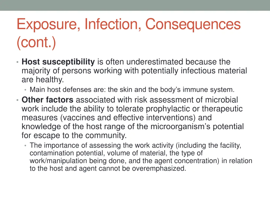 exposure infection consequences cont 2