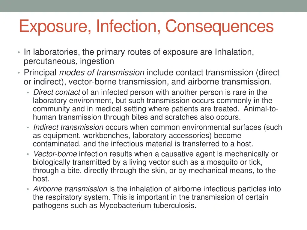 exposure infection consequences