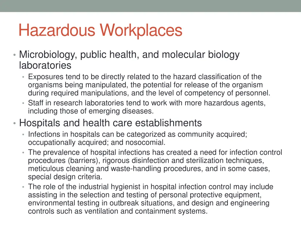 hazardous workplaces