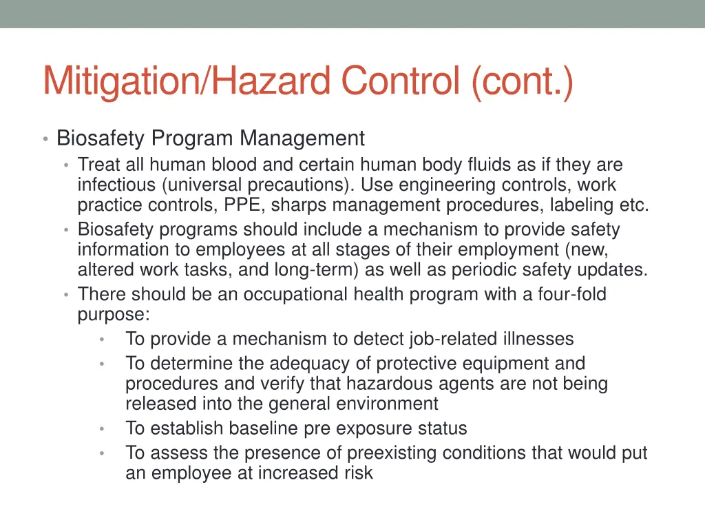 mitigation hazard control cont 9