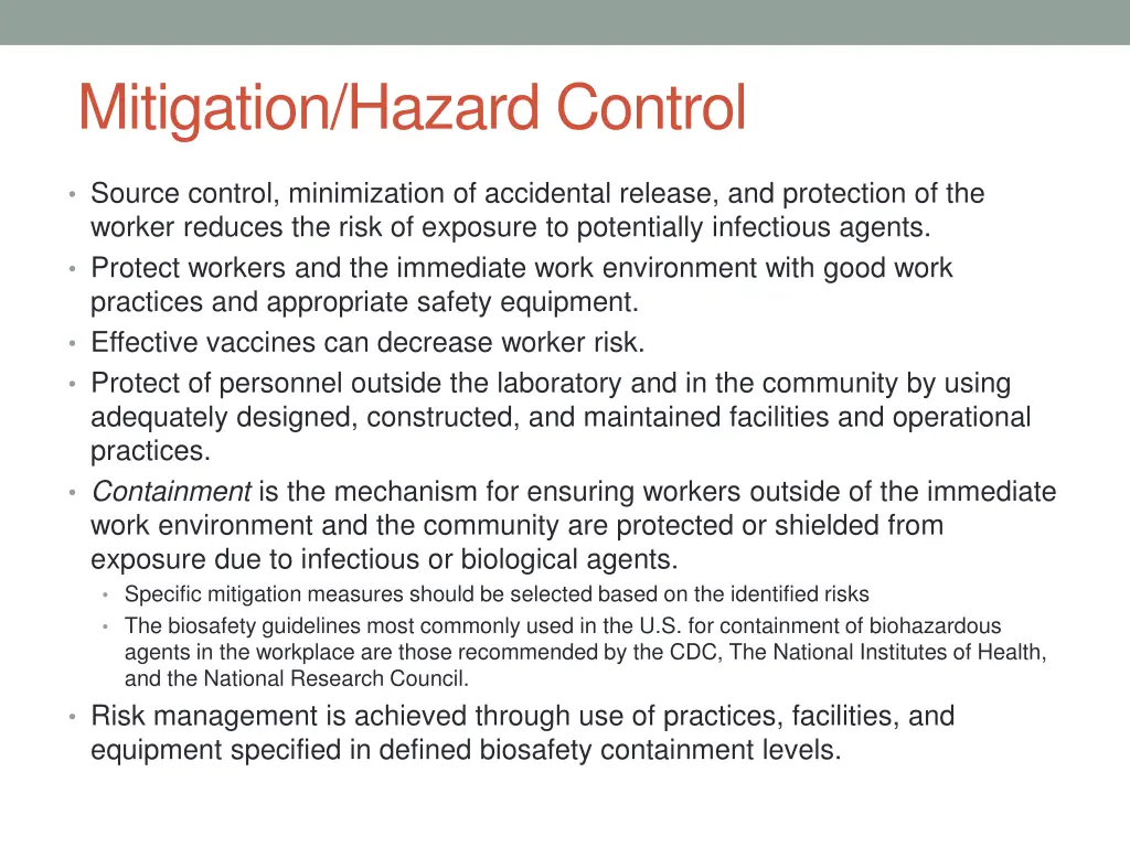 mitigation hazard control