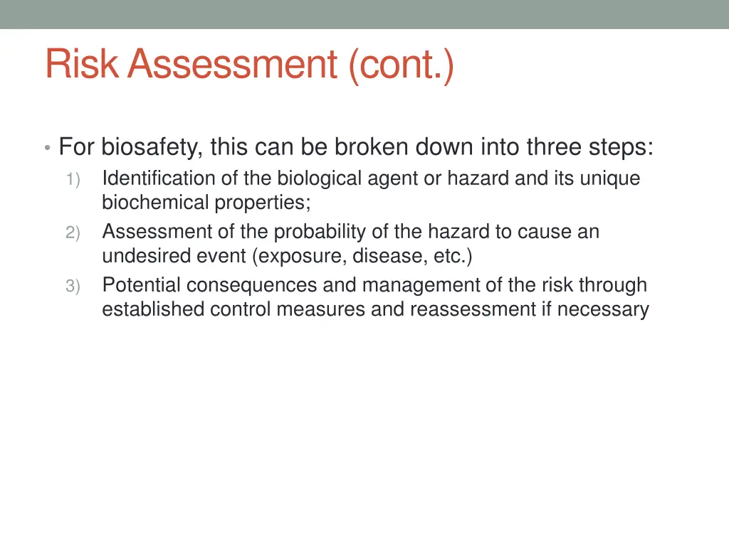 risk assessment cont 1