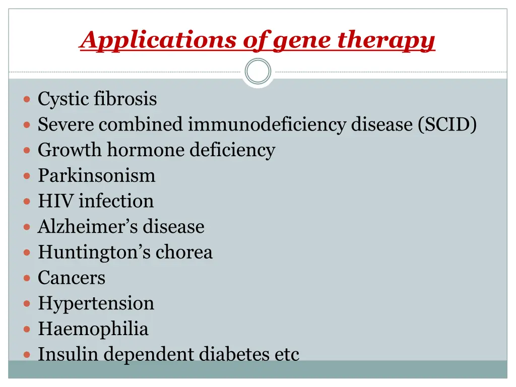 applications of gene therapy