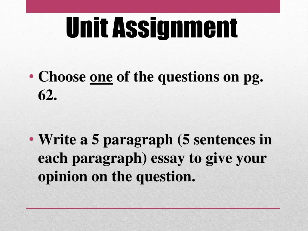 unit assignment