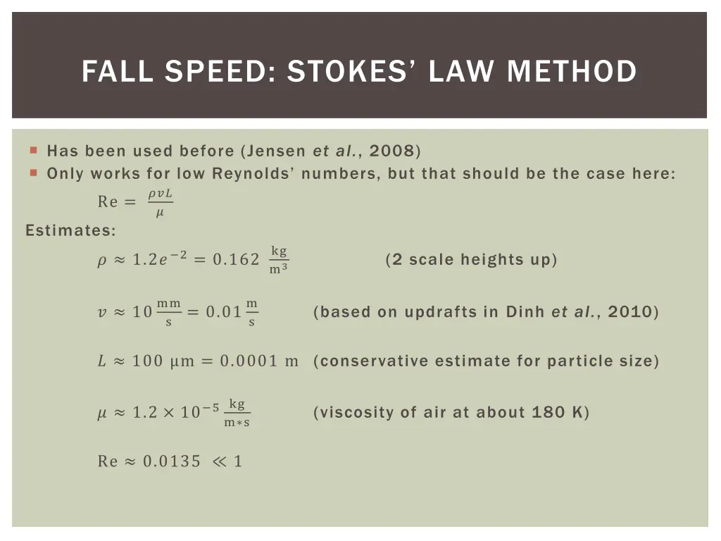 fall speed stokes law method 1