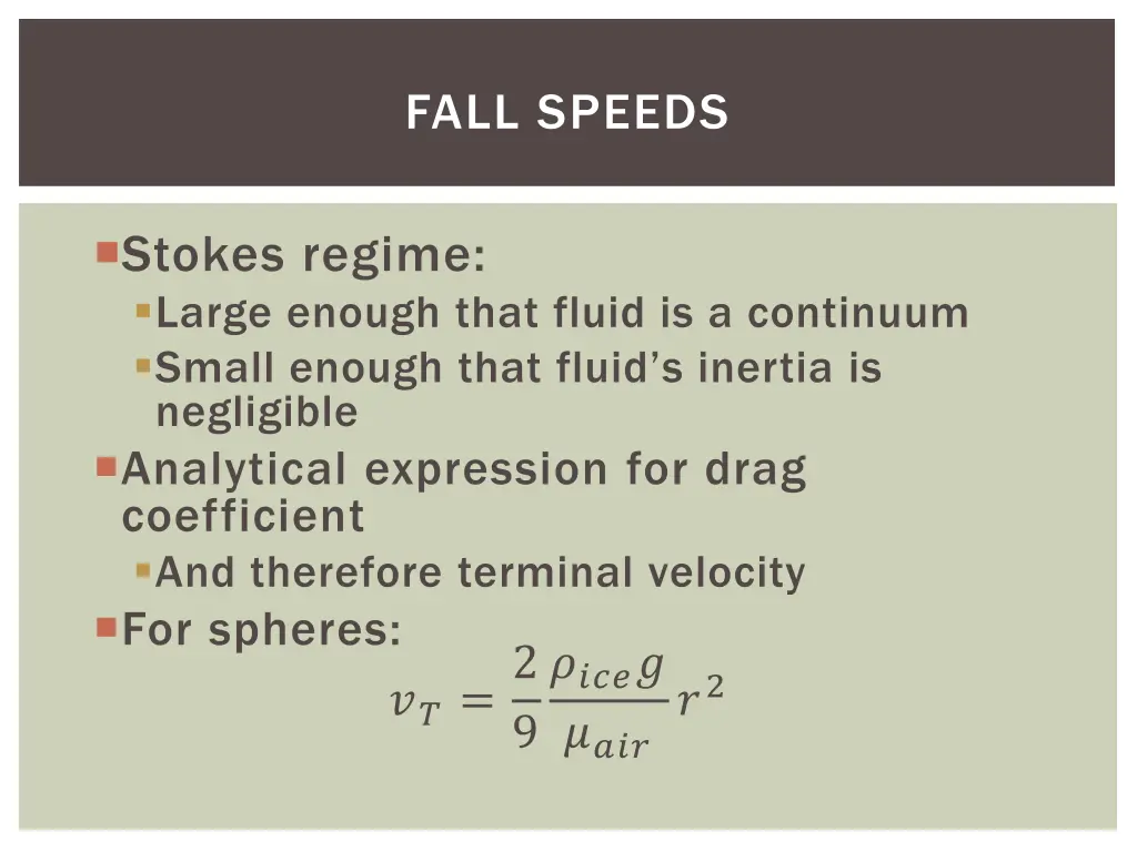 fall speeds