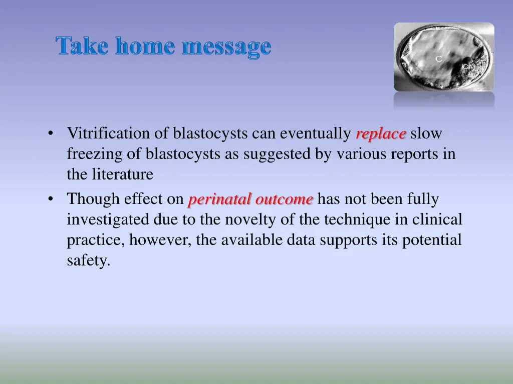 vitrification of blastocysts can eventually