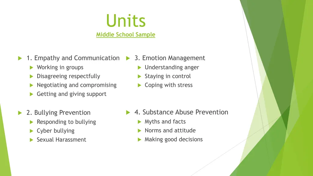 units middle school sample