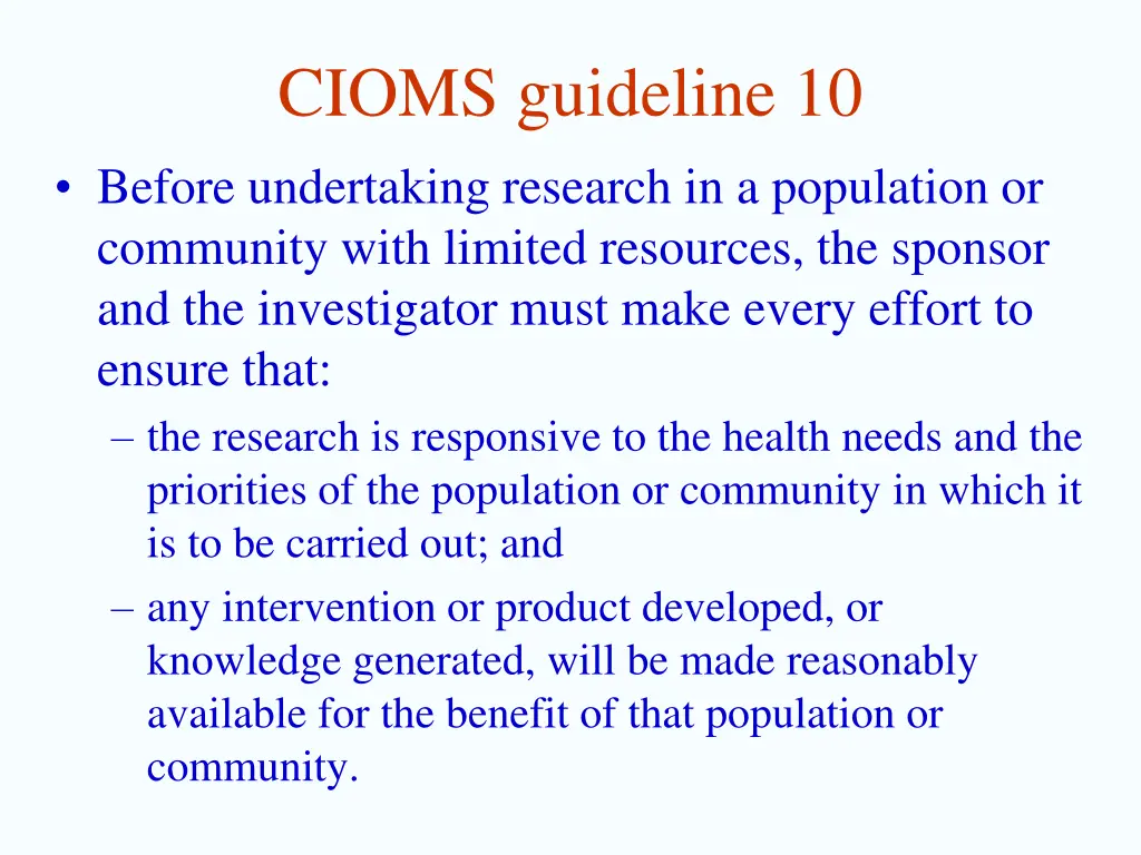 cioms guideline 10