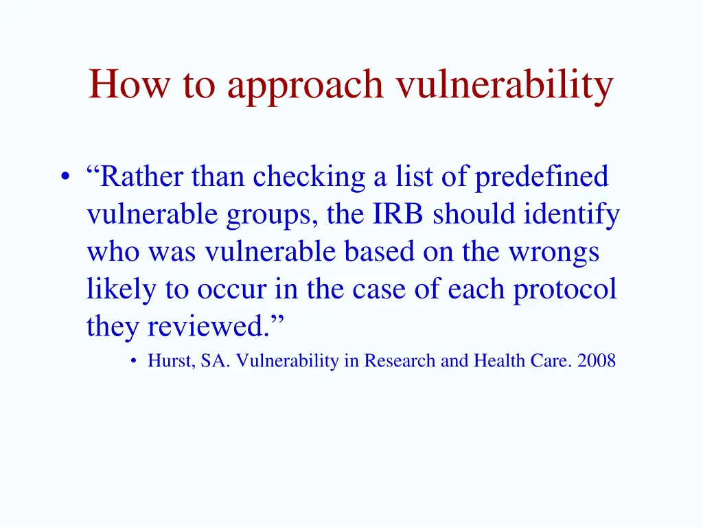 how to approach vulnerability