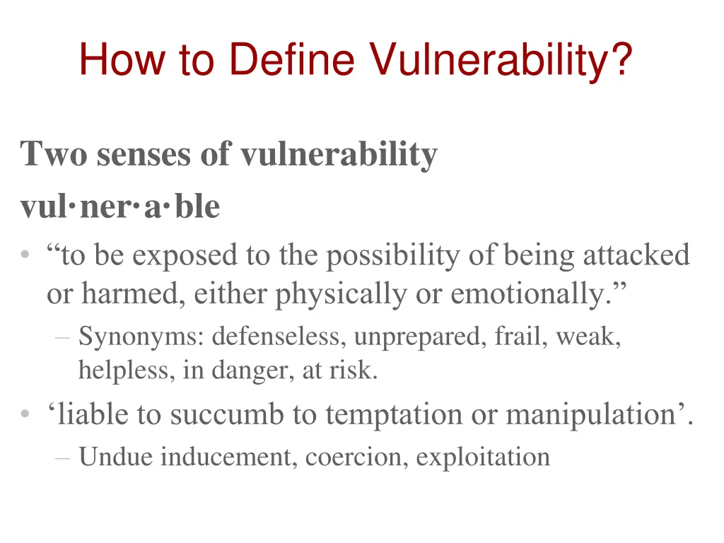 how to define vulnerability