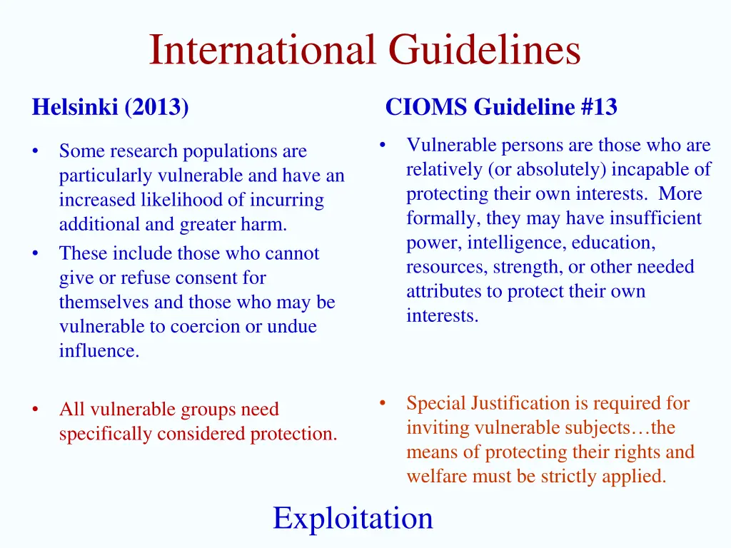 international guidelines