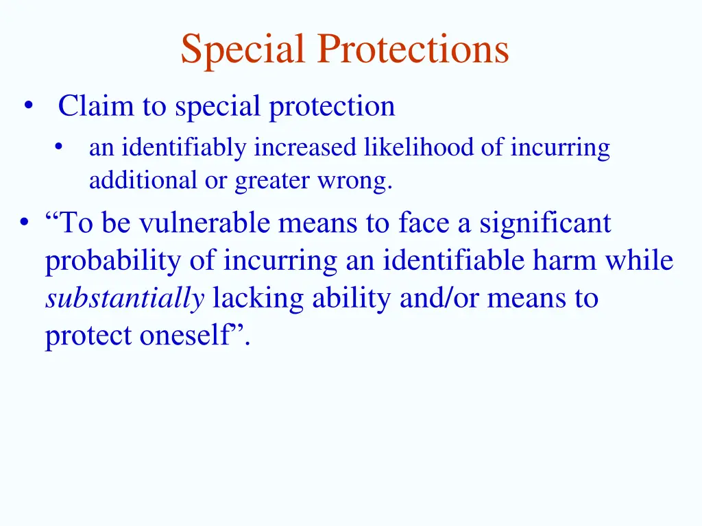 special protections claim to special protection