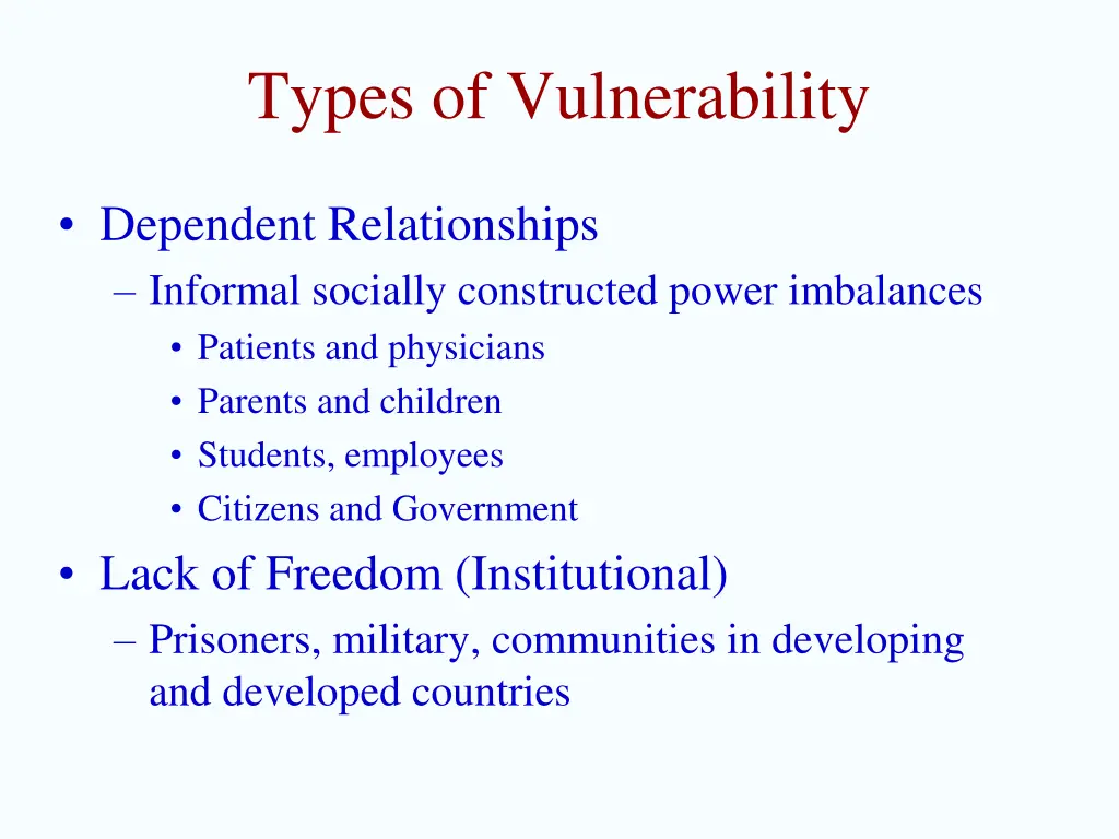 types of vulnerability 1