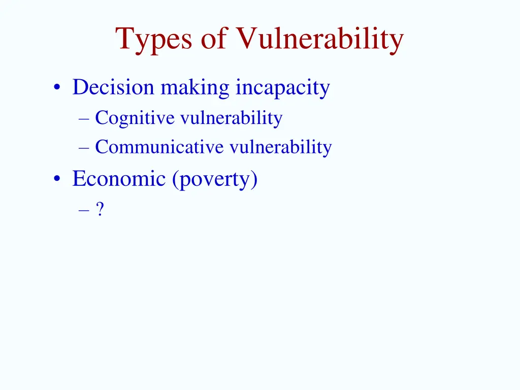 types of vulnerability