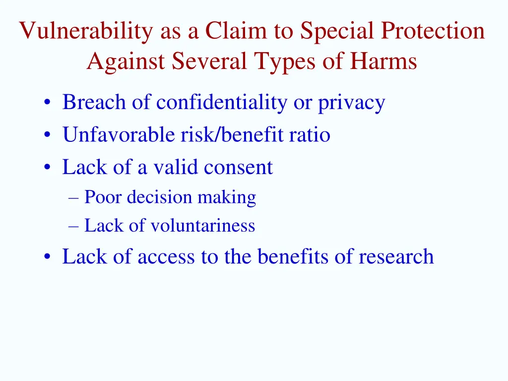 vulnerability as a claim to special protection