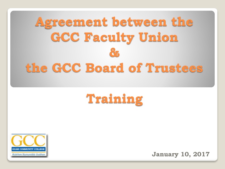 agreement between the gcc faculty union