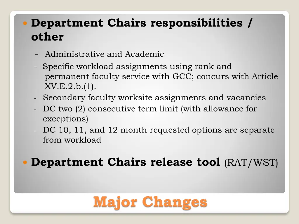 department chairs responsibilities other