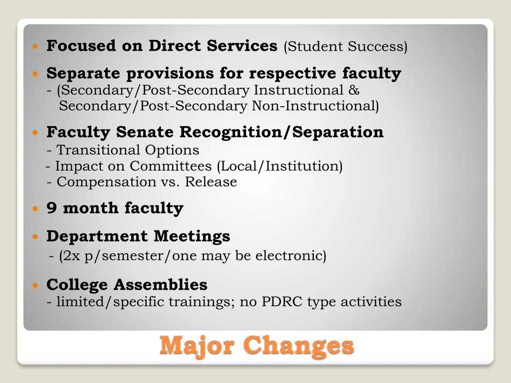 focused on direct services student success