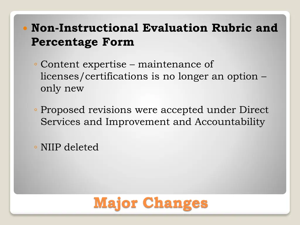 non instructional evaluation rubric