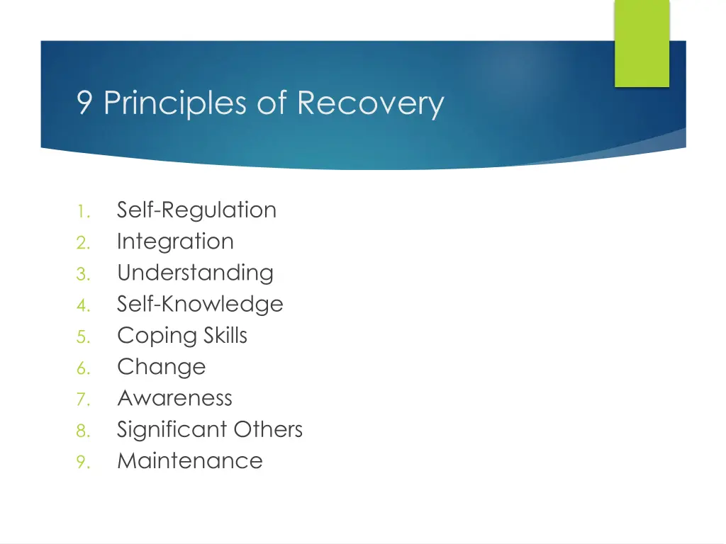 9 principles of recovery