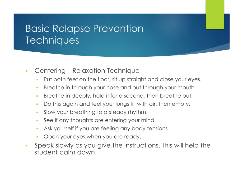 basic relapse prevention techniques