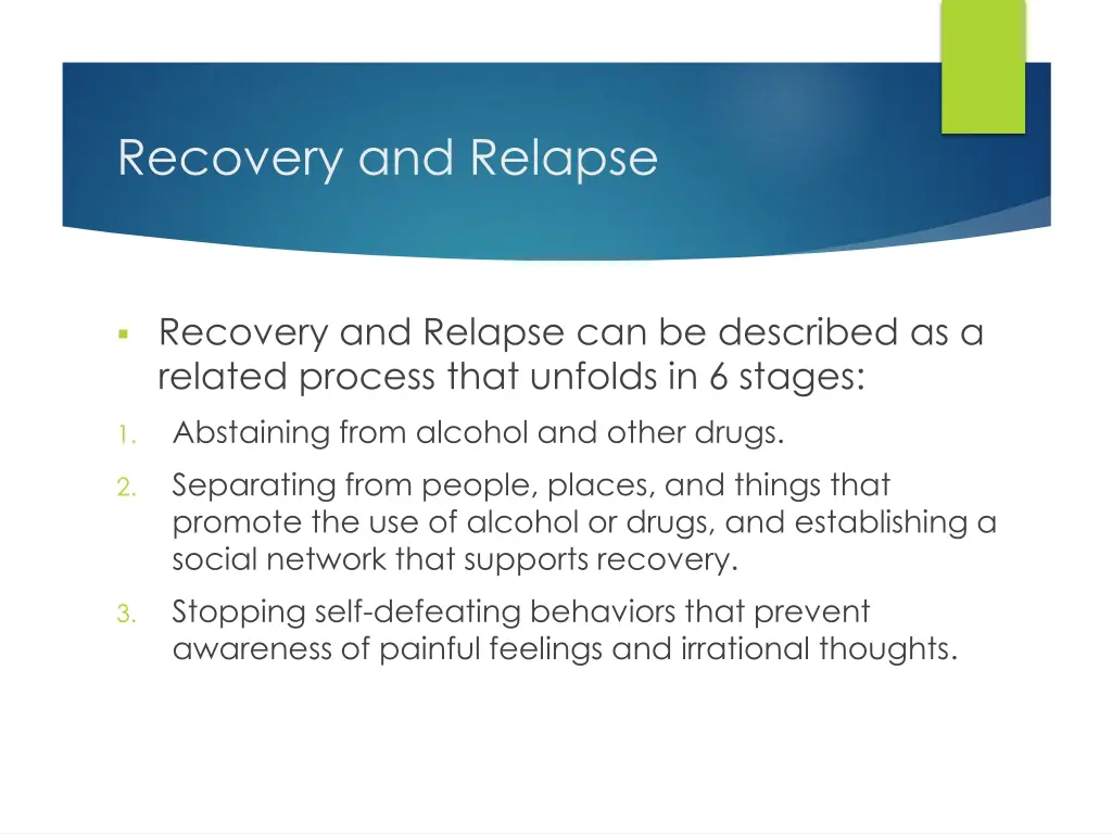 recovery and relapse