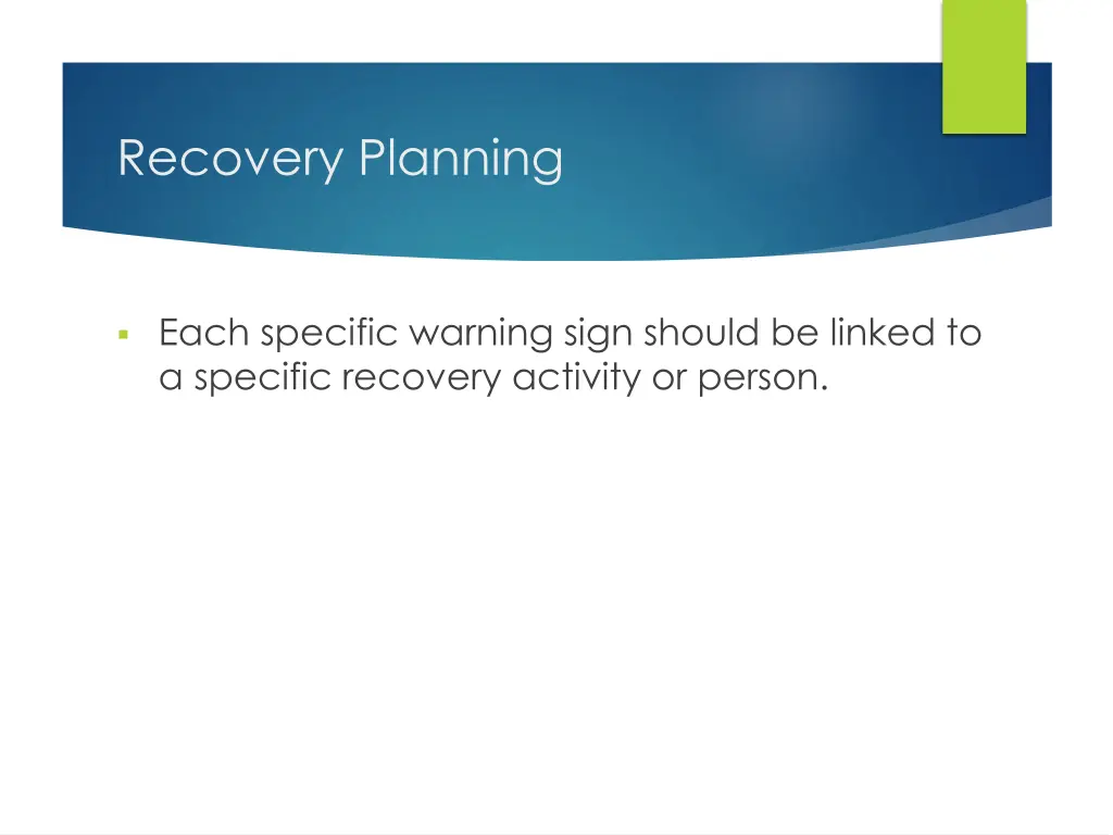 recovery planning