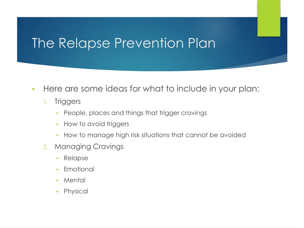 the relapse prevention plan