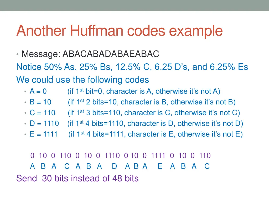 another huffman codes example 1