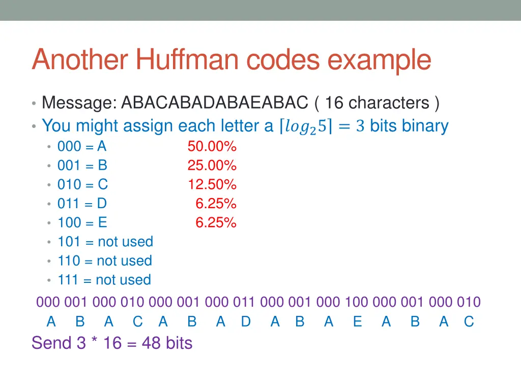 another huffman codes example